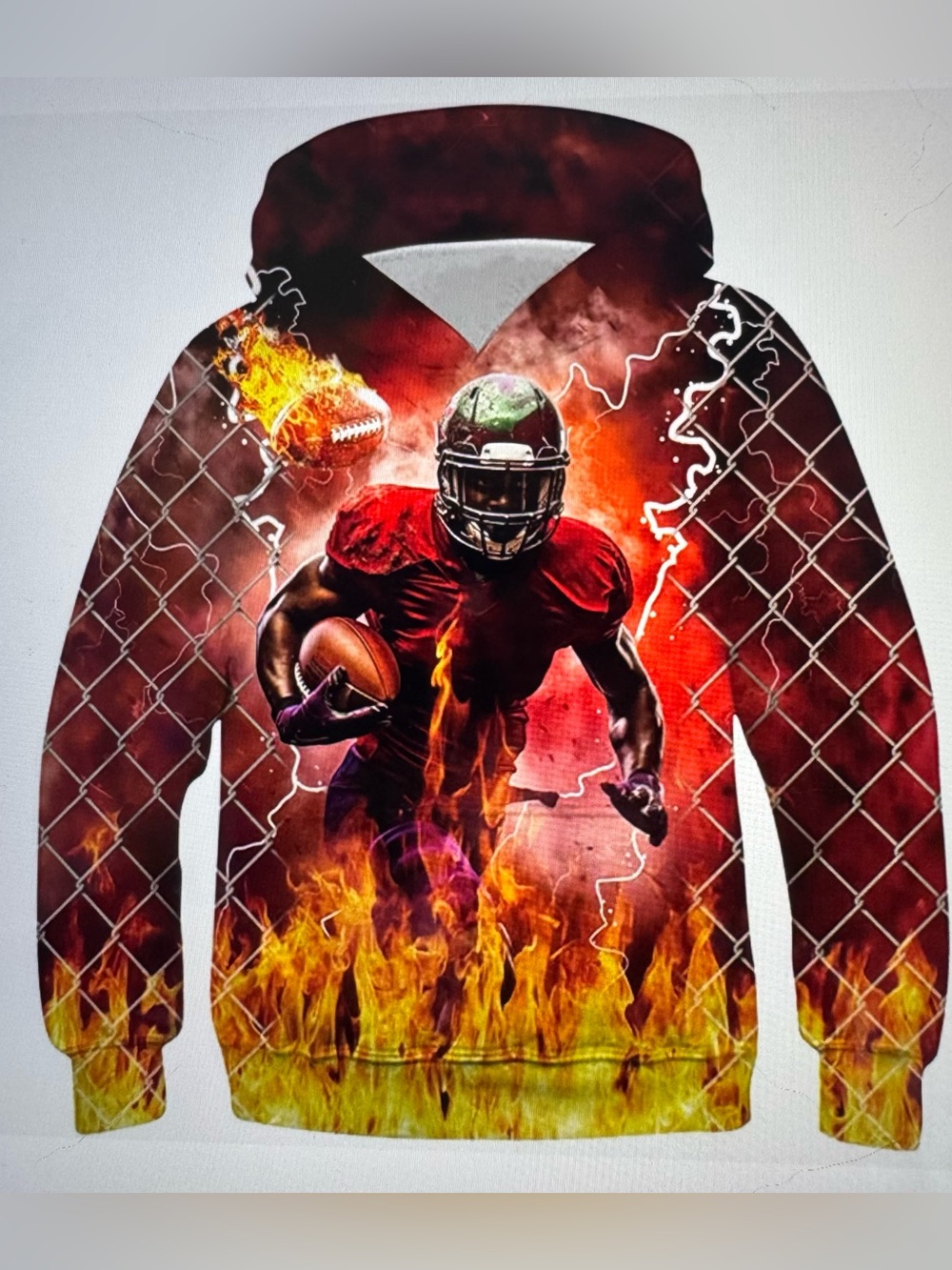 Youth Boys Football Hooded Sweatshirt, Size S (Boys 7-9 Years)
